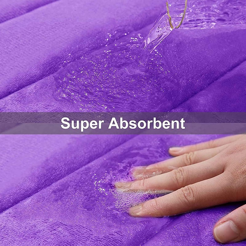 Buganda Memory Foam 3 Pieces Bathroom Rugs Set - Thick Soft Absorbent Non-Slip Bath Mats, Washable Small/Large/Contour Bath Rugs (24" x 16" + 30" x 20" + 24" x 20", Purple) - Image 5